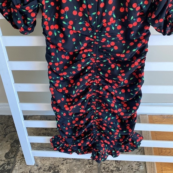 Wednesday's Girl mini tea ruched dress in cherry print Size XS - Picture 10 of 15